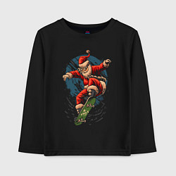 Лонгслив хлопковый детский Santa on a skateboard, цвет: черный