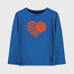 Лонгслив хлопковый детский Баскетбольное сердце, цвет: синий