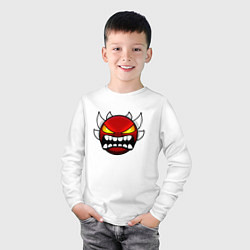 Лонгслив хлопковый детский Geometry Dash: Anger Smile, цвет: белый — фото 2