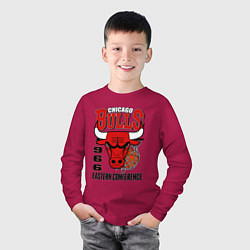 Лонгслив хлопковый детский Chicago Bulls NBA, цвет: маджента — фото 2