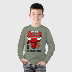 Лонгслив хлопковый детский Chicago Bulls NBA, цвет: авокадо — фото 2