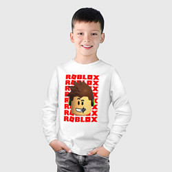 Лонгслив хлопковый детский ROBLOX RED LOGO LEGO FACE, цвет: белый — фото 2