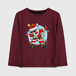 Лонгслив хлопковый детский DAB SANTA CLAUS В ГЕРЛЯНДЕ, цвет: меланж-бордовый