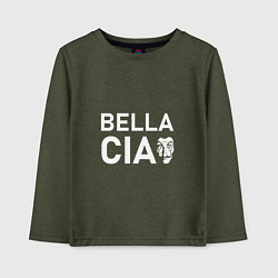 Лонгслив хлопковый детский BELLA CIAO БУМАЖНЫЙ ДОМ, цвет: меланж-хаки