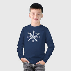 Лонгслив хлопковый детский Snowflake Let it snow, цвет: тёмно-синий — фото 2