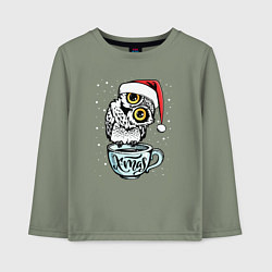 Лонгслив хлопковый детский X-mas Owl, цвет: авокадо