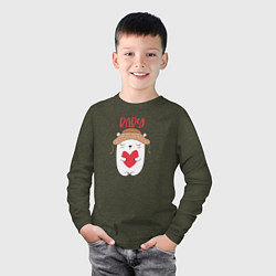 Лонгслив хлопковый детский Family Baby Bear, цвет: меланж-хаки — фото 2