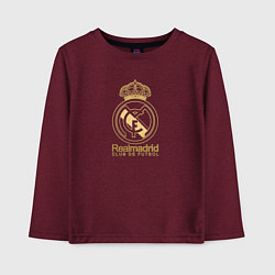Лонгслив хлопковый детский Real Madrid gold logo, цвет: меланж-бордовый
