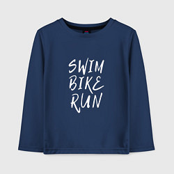 Лонгслив хлопковый детский SWIM BIKE RUN, цвет: тёмно-синий