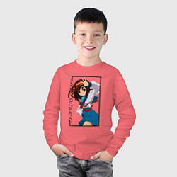 Лонгслив хлопковый детский Меланхолия Харухи Судзумии Харухи Судзумия, цвет: коралловый — фото 2