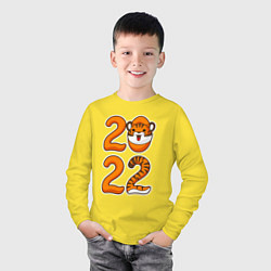 Лонгслив хлопковый детский Тигр 2022, цвет: желтый — фото 2