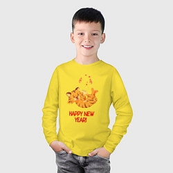 Лонгслив хлопковый детский Happy New Year Тигренок 2022, цвет: желтый — фото 2
