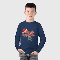 Лонгслив хлопковый детский Merry Christmas 2022, цвет: тёмно-синий — фото 2