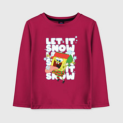 Лонгслив хлопковый детский LET IT SNOW ГУБКА БОБ, цвет: маджента