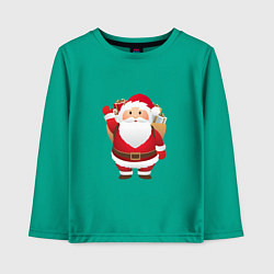 Лонгслив хлопковый детский Санта-Клаус подарки, цвет: зеленый