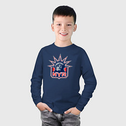 Лонгслив хлопковый детский Нью Йорк Рейнджерс New York Rangers, цвет: тёмно-синий — фото 2