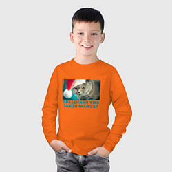Лонгслив хлопковый детский Уставший от праздников, цвет: оранжевый — фото 2