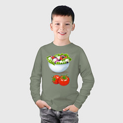 Лонгслив хлопковый детский ГРЕЧЕСКИЙ САЛАТ Классический, цвет: авокадо — фото 2