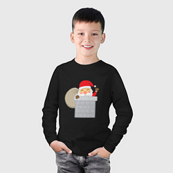 Лонгслив хлопковый детский Дед Мороз в трубе, цвет: черный — фото 2