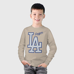 Лонгслив хлопковый детский Los Angeles Dodgers - baseball team, цвет: миндальный — фото 2