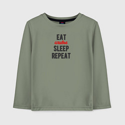 Лонгслив хлопковый детский Eat оливье Sleep Repeat, цвет: авокадо