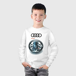 Лонгслив хлопковый детский Audi - car steering wheel, цвет: белый — фото 2