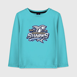 Лонгслив хлопковый детский Wilmington sharks -baseball team, цвет: бирюзовый