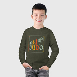 Лонгслив хлопковый детский Judo Warriors, цвет: меланж-хаки — фото 2