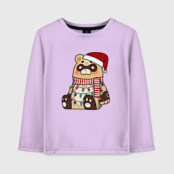 Лонгслив хлопковый детский ГОБА БОГ ОЧАГА НОВОГОДНИЙ, цвет: лаванда