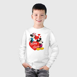 Лонгслив хлопковый детский Mickey x Minnie Love, цвет: белый — фото 2