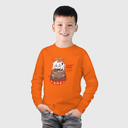 Лонгслив хлопковый детский Genshin Impact в котле, цвет: оранжевый — фото 2