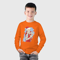 Лонгслив хлопковый детский САНТА С ТАТУ 2022, цвет: оранжевый — фото 2
