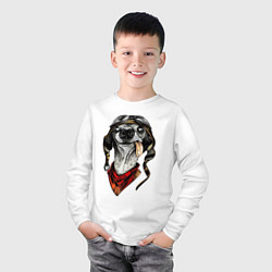 Лонгслив хлопковый детский Biker dog, цвет: белый — фото 2