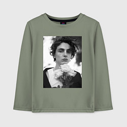 Лонгслив хлопковый детский Timothee Chalamet с розами, цвет: авокадо