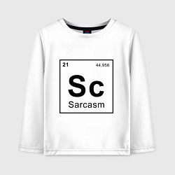 Лонгслив хлопковый детский САРКАЗМ - SARCASM, Sc Таблица Менделеева, цвет: белый