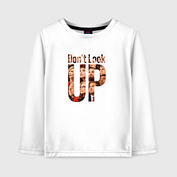 Лонгслив хлопковый детский Dont look up brush edition, цвет: белый