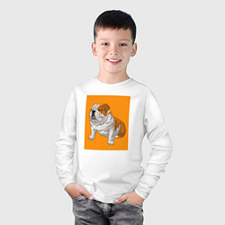 Лонгслив хлопковый детский Английский бульдог собака, цвет: белый — фото 2