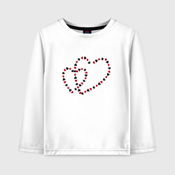 Лонгслив хлопковый детский Два влюбленных сердца линией из игральных карт раз, цвет: белый