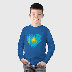 Лонгслив хлопковый детский Kazakhstan Heart, цвет: синий — фото 2