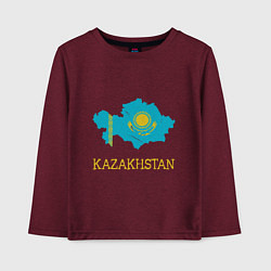 Лонгслив хлопковый детский Map Kazakhstan, цвет: меланж-бордовый