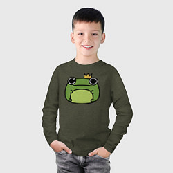 Лонгслив хлопковый детский Frog Lucky король, цвет: меланж-хаки — фото 2