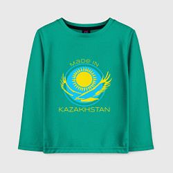 Лонгслив хлопковый детский Сделано в Казахстане, цвет: зеленый