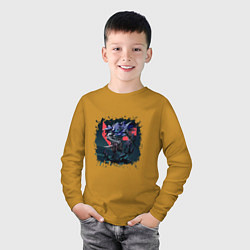 Лонгслив хлопковый детский Omen арт, цвет: горчичный — фото 2