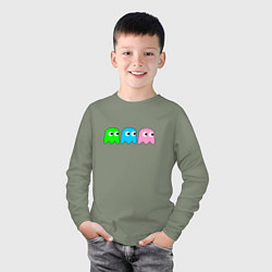 Лонгслив хлопковый детский Pac man - play Для двоих, цвет: авокадо — фото 2