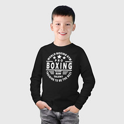 Лонгслив хлопковый детский PRO BOXING, цвет: черный — фото 2