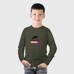 Лонгслив хлопковый детский Forza Horizon 5 Logo black, цвет: меланж-хаки — фото 2