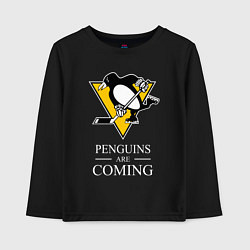 Лонгслив хлопковый детский Penguins are coming, Pittsburgh Penguins, Питтсбур, цвет: черный