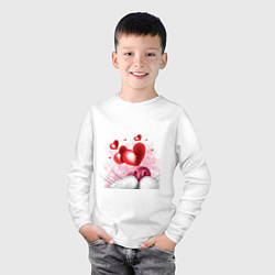 Лонгслив хлопковый детский Влюблённый Кот в сердечках, цвет: белый — фото 2