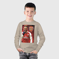 Лонгслив хлопковый детский Arsenal, Pierre-Emerick Aubameyang, цвет: миндальный — фото 2