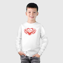 Лонгслив хлопковый детский Любовное Сердце Love, цвет: белый — фото 2